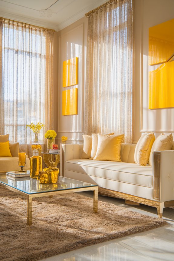 bright yellow cushions stand out