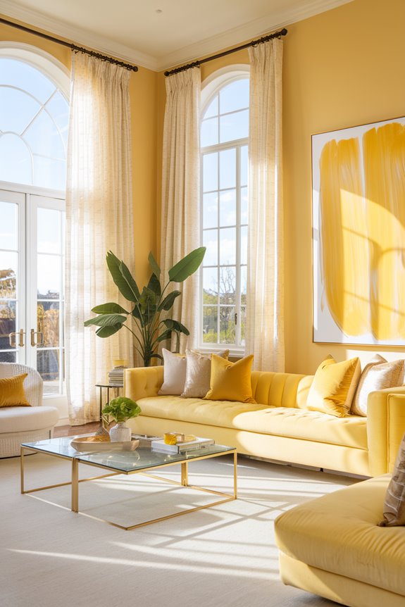 chic yellow living room decor