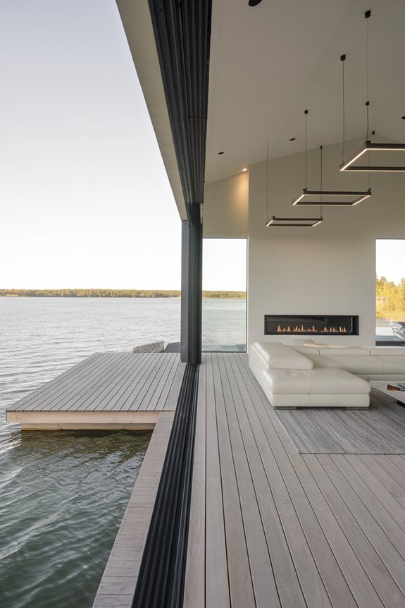 contemporary waterfront living space