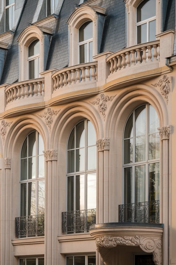 curved limestone architectural features