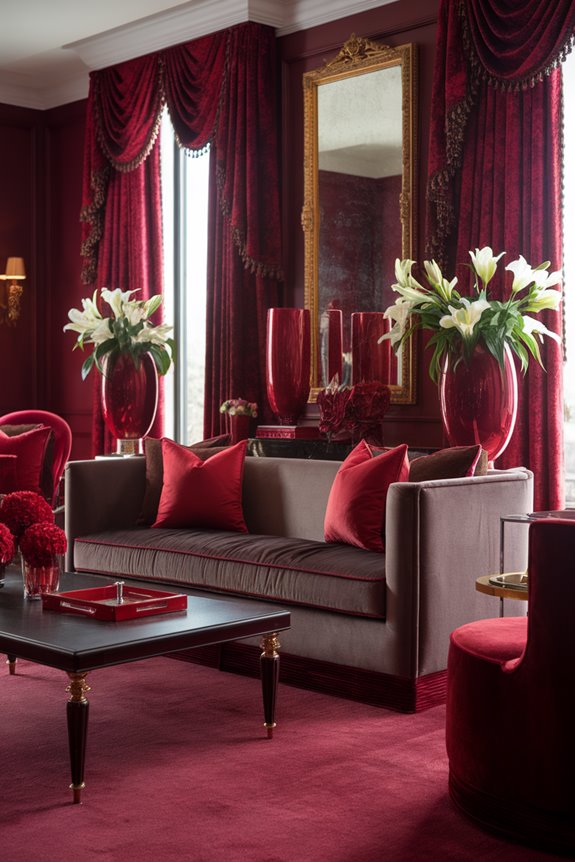 elegant crimson accents showcased