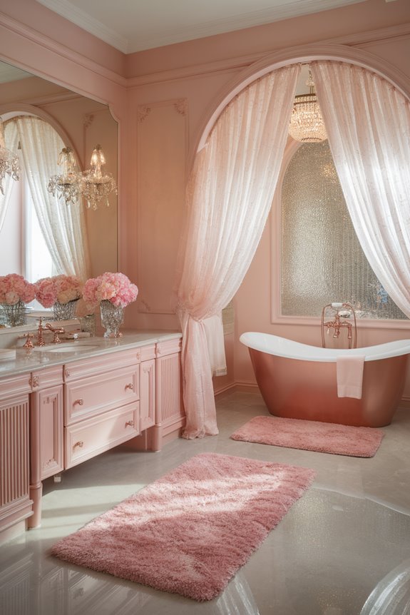 elegant pink bathroom accents