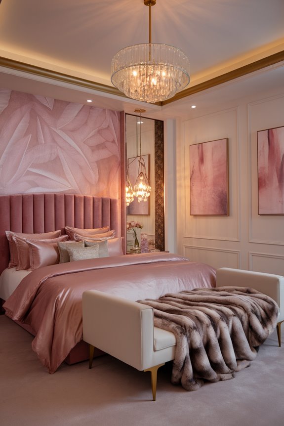 pink foliage bedroom decor
