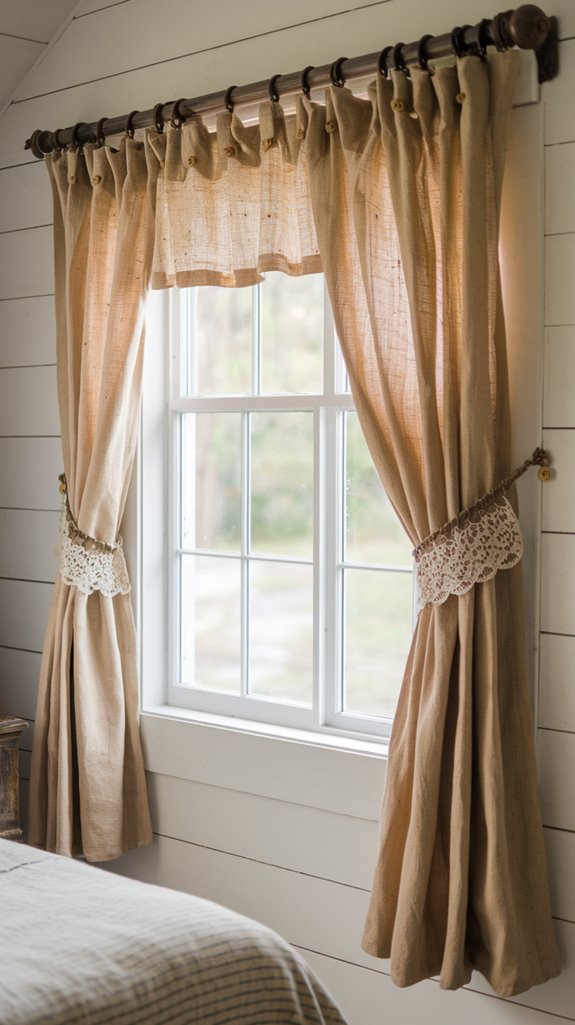 rustic burlap window decor
