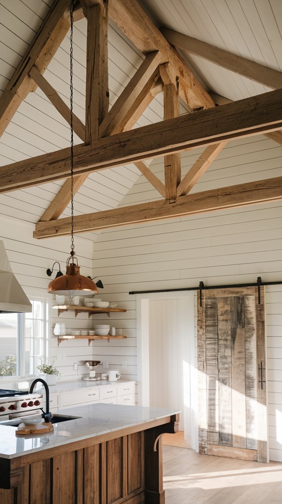 rustic exposed timber beams