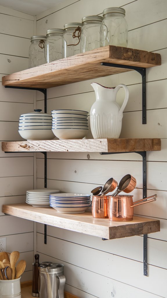rustic reclaimed wood shelves