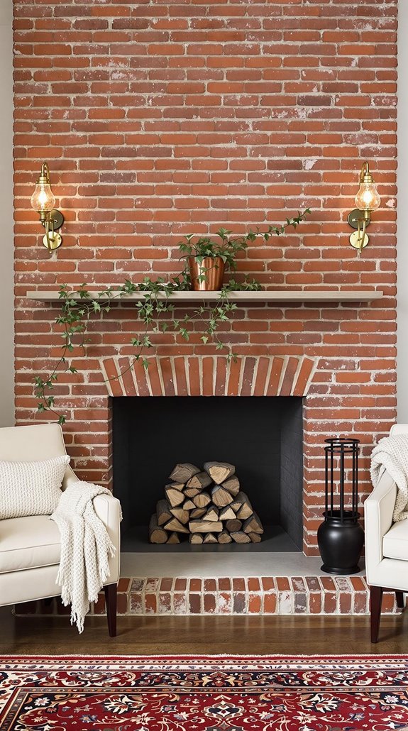 stylish fireplace brick patterns