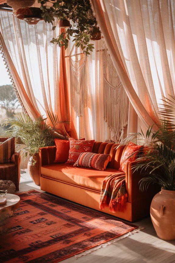 vibrant bohemian orange accents